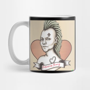 FOREVER YOUNG PUNK LADY AI GENERATED Mug